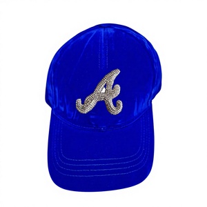 Casquette de baseball en velours bleu avec logo en strass, 6 panneaux, réglable, unisexe, chapeau tendance - Product Image 3