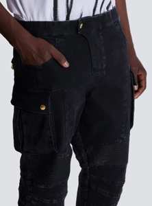 Ykmozi กางเกงยีนส์สีเทาทรงสลิมฟิตสำหรับผู้ชายกางเกงยีนส์มอเตอร์ไซด์ฟอกสีอ่อนออกแบบโลโก้ได้ตามต้องการ - Product Image 5