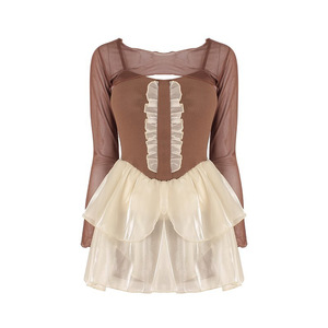 Maillot de bain deux pièces Baiya pour femme, marron café, style jupe, dos nu, ajouré, pour la plage et les sports nautiques - Product Image 5