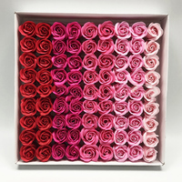 Têtes de fleurs de savon en forme de rose à trois couches, fournitures florales décoratives, boîte cadeau pour mariage, Noël, intérieur et extérieur