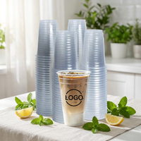 Gobelets en plastique jetables personnalisés avec logo PET et couvercles, vente en gros, gobelets pour thé à bulles, café glacé, jus, boissons froides, boissons à emporter