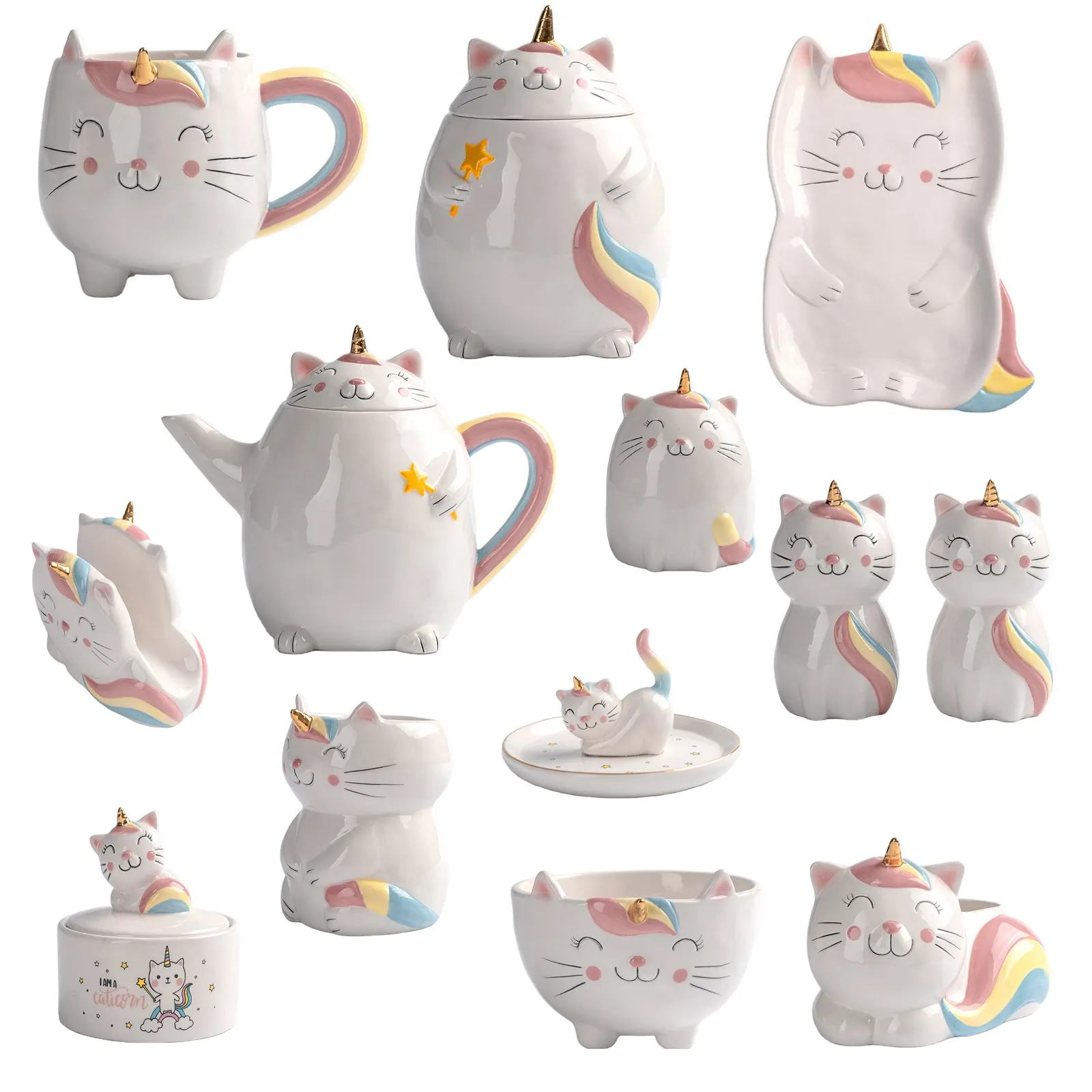 Caffè Tè Coppie paio Tazza Tazza Mug set bacio Gatto, Unico Divertente gattino di Ceramica per Gli Amanti