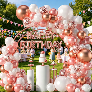 Décoration de fête sur le thème des anniversaires et des princesses, 123 pièces, ballons en latex rose gold, confettis métalliques, guirlande de ballons d'anniversaire, <span class=keywords><strong>kit</strong></span> d'arche de ballons - Product Image 2