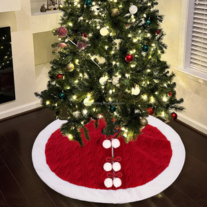 SPRING PLANTING New 122 cm <b>Christmas</b> Knitted Tree Skirt - Red Knitted <b>Christmas</b> Tree Apron <b>Christmas</b> Tree Skirt Decorations - Product Image 2