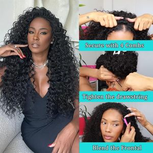 Wholesale Multi Color 3-in-1 Machine Made <b>Long</b> Afro Kinky Curly Synthetic <b>Wig</b> for Black Women - Product Image 4