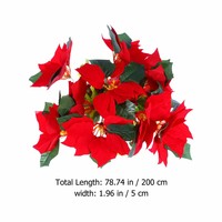 Guirnalda de Luces con Flores de Poinsettia para Navidad, Adornos para Árbol de Navidad, Decoración para Fiestas en Interiores/Exteriores, Decoración Navideña