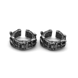 Yunnique Boucles d'oreilles manchette motif serpent en acier titane argenté tibétain, clip d'oreille sans perçage, style punk géométrique, bijoux de mode - Product Image 2