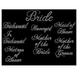 Custom Bling <strong>Bride</strong> or Bridesmaid AB Rhinestones Transfer Hotfix Crystal Motif for <strong>Tshirt</strong> - Product Image 2