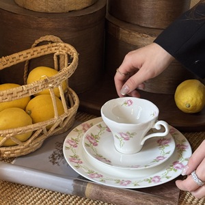 French Country Retro Provence Floral Pale Yellow Ceramic Bowl Plate Coffee Cup Saucer <b>Dessert</b> Plate Tableware Wholesale - Product Image 4