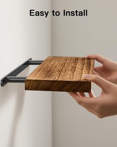 رف خشبي عائم حديث مستقيم متعدد الأغراض حجم مخصص رف تخزين البضائع من الخشب الصلب - Product Image 2