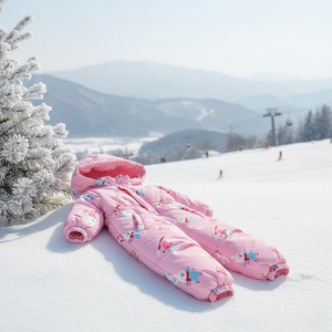 Traje de Esquí Premium Coreano OZKIZ E01 para Niñas, Ropa de Invierno Moderna al por Mayor para Niñas de 2 a 7 Años, Técnicas de Impresión Sintética - Product Image 3