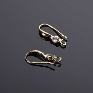 C Shaped <b>Ear</b> Hooks With Rhinestones Gold Plated Cubic Zirconia Earring Findings DIY Jewelry Components - Product Image 2