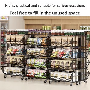 Supermarket <strong>Shelf</strong> Display Rack for Snacks <strong>Small</strong> Food Items Toys-Movable Multi-Tier Shelving <strong>Unit</strong> 5 <strong>Shelves</strong> High Quality Carbon - Product Image 4