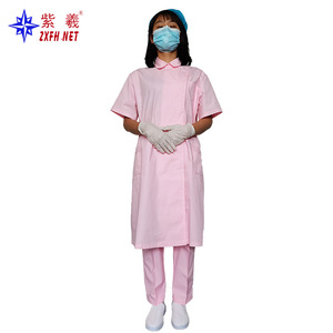 Bata de enfermera morada Xi, uniforme de farmacia de manga larga, bata rosa fina de manga corta - Product Image 1