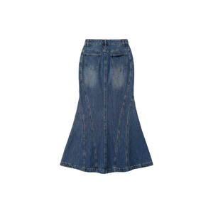 Anjie Falda Larga de Mezclilla para <span class=keywords><strong>Mujer</strong></span>, Estilo Sirena, con Logotipo Personalizado OEM ODM, Etiqueta Privada, Cintura Alta, Costura de Paneles, Venta al por Mayor - Product Image 1