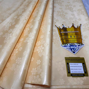 Vente en Gros Tissu Bazin Riche Brodé 100 % Coton Super Magnum Or XXL Haute Qualité Matériau Bazin Riche Brillant Peigné Tissé - Product Image 3