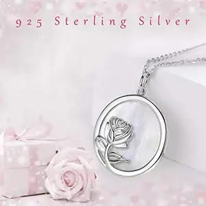Christmas Gifts Jewelry 925 Sterling Silver Mother Pearl Lotus Rose Flower Pendant Necklace