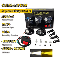 Mini projecteur LED pour moto, phare antibrouillard bicolore, étanche, lampe auxiliaire 12V