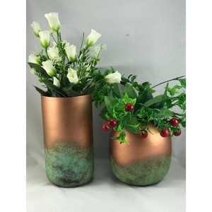 Iron Cylindrical <b>Vase</b> with Patina Finish Handmade Art Deco Industrial Tabletop Decor Eco-Friendly Rust Resistant - Product Image 2