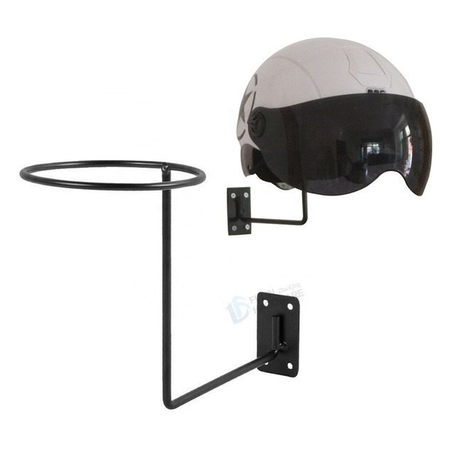Metal Hat Display Stand Motorcycle Bike Helmet Ball Holder Wall Hook Rack Black
