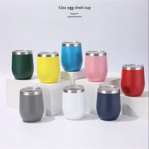 كوب عصري للاحتفالات على شكل قشرة بيضة بتصميم حرف U بسعة 12 أونصة، مزدوج الجدار من الفولاذ المقاوم للصدأ، معزول بتفريغ الهواء باللون الأحمر، مناسب للنبيذ والبيرة - Product Image 1