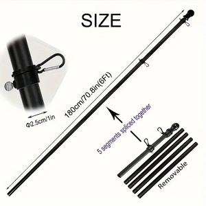Al Aire Libre de 6 pies de cinco secciones Anti-enredo giratorio de acero inoxidable montado en la pared asta de bandera <span class=keywords><strong>banderas</strong></span> promocionales Banners - Product Image 4
