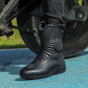 Nouvelle collection – Bottes de moto touring noires imperméables en cuir pleine fleur à bout rond, montantes au-dessus du genou, sur mesure - Product Image 4