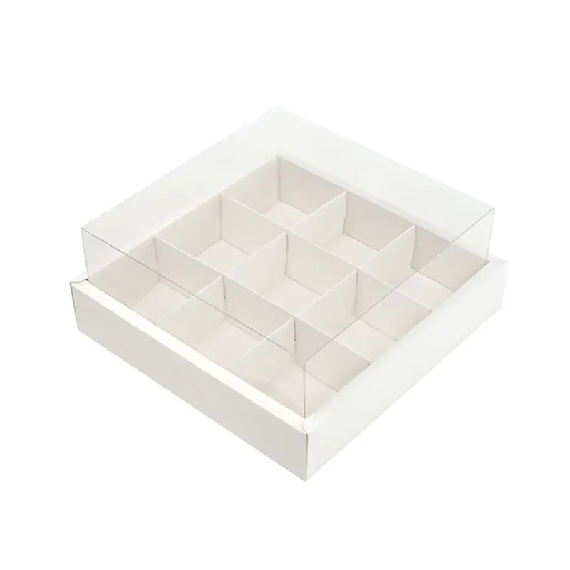 Transparante Negen-Raster Dessertdoos Cup Cake Box Negen-Grid Mooncake Eigeel Knapperige Verpakking Doos Groothandel