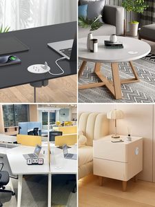 <span class=keywords><strong>Prise</strong></span> de bureau américaine ETL mini, 2 prises, 4 ports USB de charge PD65W/20W, 16A, ports Type-C, <span class=keywords><strong>prise</strong></span> de bureau industrielle - Product Image 6