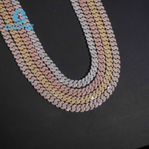 ลดราคาพิเศษ สร้อยคอเงินแท้ S925 ขนาด 10 มม. 3 แถว แบบ Cuban Link ประดับเพชรโมอิสซาไนต์ สไตล์ฮิปฮอป เครื่องประดับคุณภาพสูง สร้อยคอผู้ชาย ผ่านการทดสอบเพชร GRA - Product Image 1