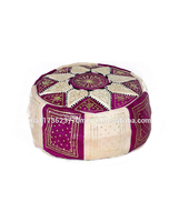 Vente en gros de poufs de coussin tatami repose-pieds pour hôtel villa décoration intérieure pouf en cuir marocain 25 blanc