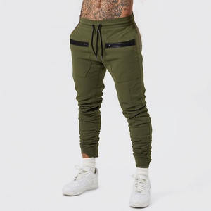 Pantaloni della tuta da uomo Skinny Street Wear Color verde con Zip Slim Fit pantaloni da corsa da uomo - Product Image 1