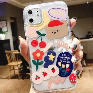 Cartoon Protective Cover Soft Transparent Clear Silicone Cell Phone Case for iPhone 12 11 pro max X XS MAX 7 8