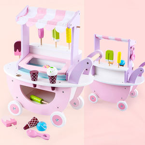 Ensemble de jouets de <span class=keywords><strong>cuisine</strong></span> en bois, 20 pièces, jeu de rôle éducatif de <span class=keywords><strong>simulation</strong></span>, cadeau d'anniversaire, glacée rose, chariot - Product Image 5