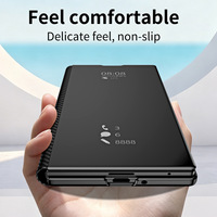 Funda de Cuero PU con Soporte Plegable y Ventana de Espejo para Samsung Z Fold8 Ultra Fold7 Fold6, Ranura Opcional para S Pen, Cubierta Antigolpes de Fibra de Carbono