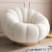Fauteuil inclinable de luxe en velours, pivotant, en forme de citrouille, avec housse amovible, compact, monoplace, pour salon moderne