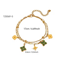 Ensemble de bijoux en acier inoxydable plaqué or 18 carats avec trèfle à quatre feuilles serti de diamants, bijoux de créateur simples et tendance