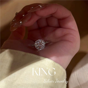 King <b>Silver</b> Jewelry S925 <b>Sterling</b> <b>Silver</b> <b>Ring</b> 3 Carat Diamond Design Wedding Women's Fine <b>Ring</b> - Product Image 4