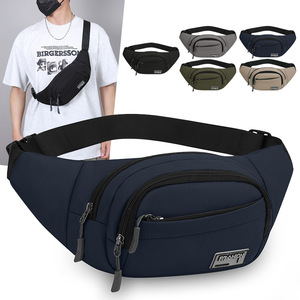 Men's Fanny Pack Large Capacity Canvas Waist Bag Multi Layer Outdoor Sports Chest Bag Black Gray Military Green Dark Blue - Product Image 1
