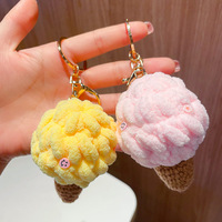 Colgante de helado de peluche colorido, bonito llavero de cono de helado simulado, decoración para bolso y pequeño regalo