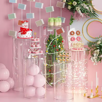 Lot de 3 supports cylindriques en acrylique blancs pour présentation de desserts et gâteaux, idéaux pour mariages et anniversaires