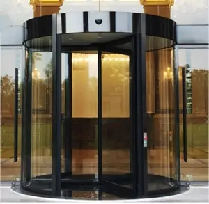 Porta de voltagem automática de 3 4 asas, para porta de construção comercial, vidro de entrada, fornecedor de portas giratórias de luxo
