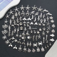 Breloques en alliage étoile de mer et hippocampe, série Océan, faites à la main, pour colliers et bracelets DIY, fournitures de bijoux en gros direct usine