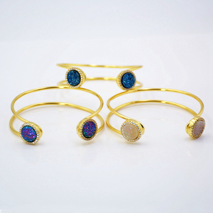 Bracelets ronds en cristal plaqué or 18k, accessoires de mode coréenne, bijoux en cristal naturel pour femmes, ajustables, bon marché - Product Image 2