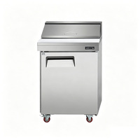 Table de préparation réfrigérée portable professionnelle, porte simple, refroidissement par air, en acier inoxydable, pour bar à salades, station à sandwichs, charcuterie, café, NobleSnow