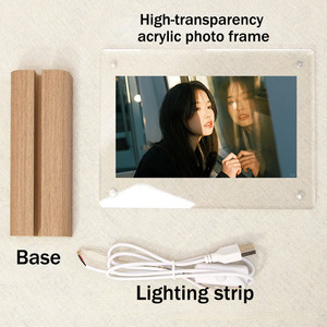 Cornici Fotografiche LED in Acrilico Personalizzabili per Sublimazione, <span class=keywords><strong>Luci</strong></span> Notturne con Luce Calda e Supporto in Legno per Stampa a Caldo - Product Image 6