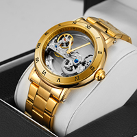 Montre mécanique vintage Golden Bridge, squelette automatique pour homme, bracelet en cuir véritable de luxe, mouvement gravé, aiguilles lumineuses