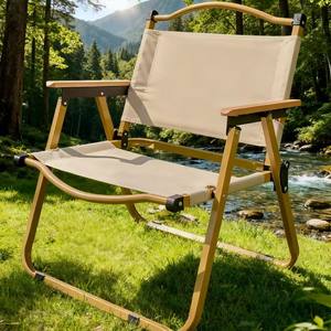 เก้าอี้ชายหาดพับได้แบบพกพา เก้าอี้ปิกนิกสำหรับตั้งแคมป์กลางแจ้งน้ำหนักเบาพร้อมที่วางแขน มีให้เลือกสองสี - Product Image 2