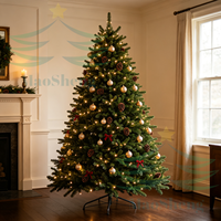Sapin de Noël artificiel LED écologique de haute qualité, 9 pieds, pré-éclairé, lumières blanc chaud, base autoportante, utilisation intérieure et extérieure