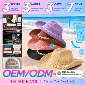 <span class=keywords><strong>Chapeau</strong></span> <span class=keywords><strong>de</strong></span> cowboy en <span class=keywords><strong>paille</strong></span> Fedora pour femme, style Panama, Sombrero, Raffia, pour l'été et la plage, personnalisé, <span class=keywords><strong>de</strong></span> luxe, vente en gros, OEM, Shinehats 2026 - Product Image 4